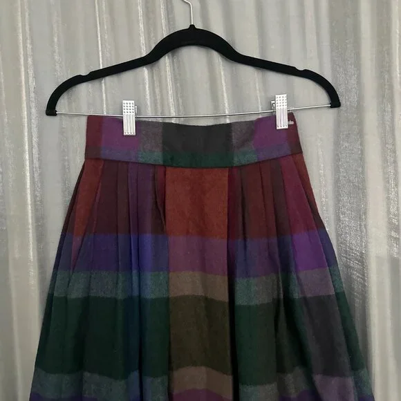 plaid wool maxi pleated skirt - Picture 2 of 8